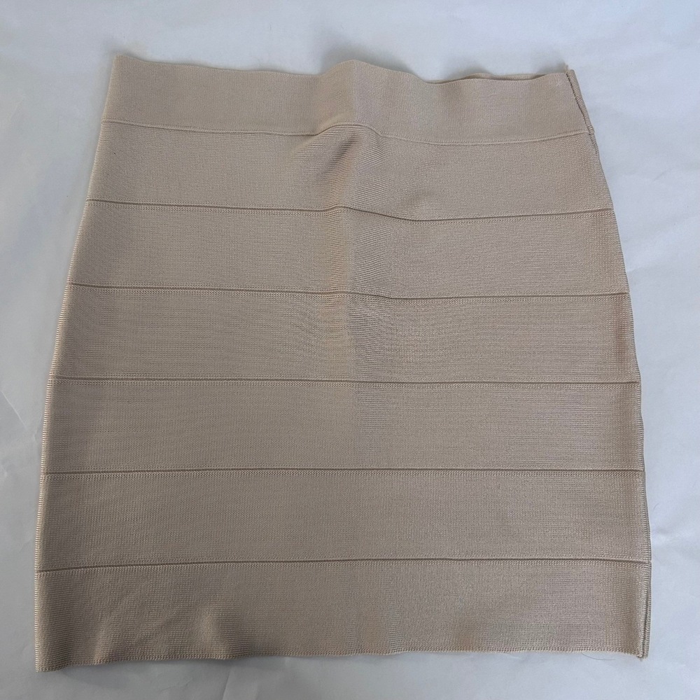 bebe Bandage Mini Skirt Party Size M Tapioca Beige Y2K Bodycon Sexy